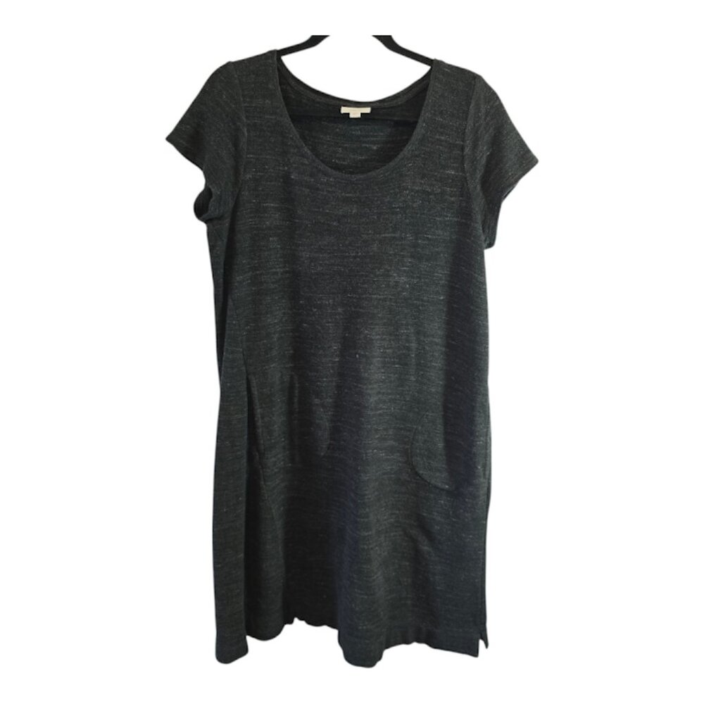 J.JILL PUREJILL HEATHER BLACK DRESS MIDI SIZE MEDIUM CAP SLEEVE COTTON BLEND